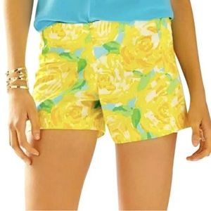 Lilly Pulitzer Womens Deenie Shorts Size 0 Sunglow Yellow First Impression Roses